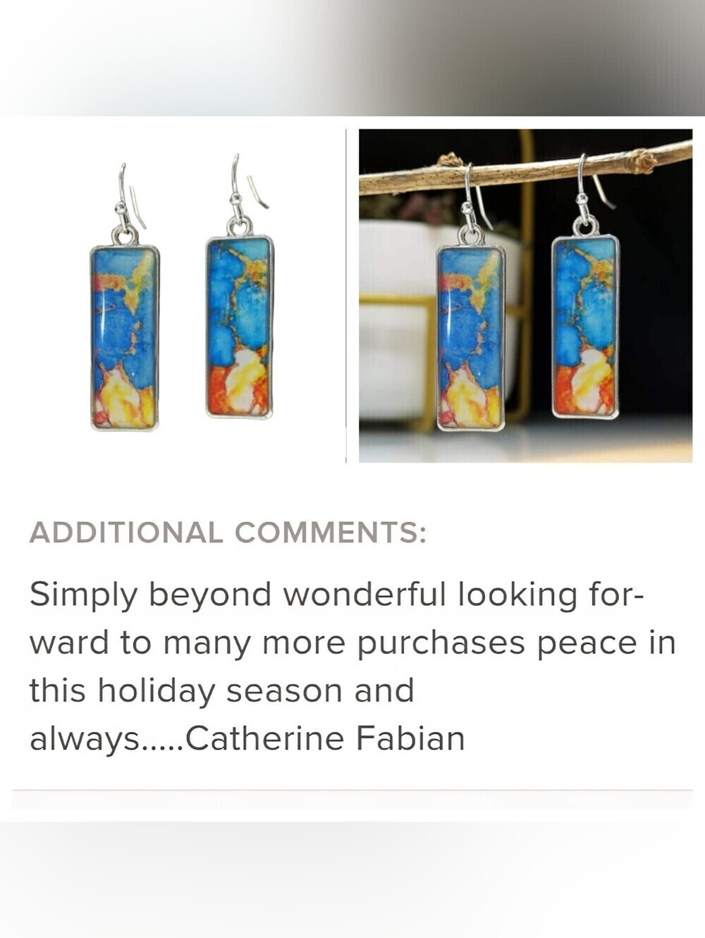 Marble Abstract Pattern Earrings Stained Glass Look - Picture 7 of 14